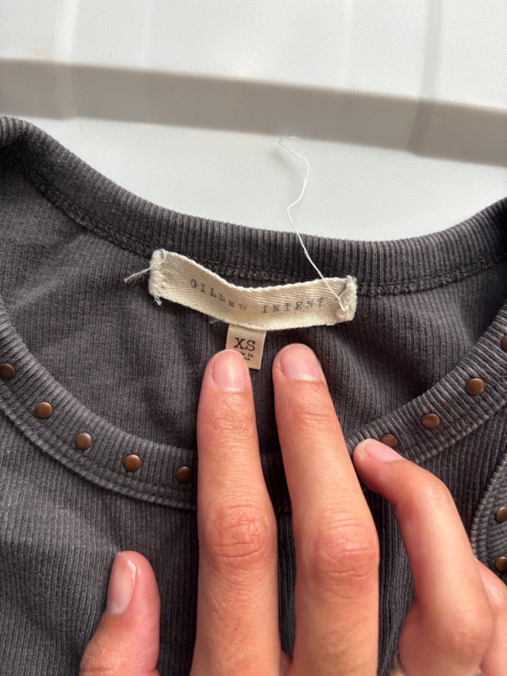 Gilded Intent Gray Stud-Trim Ribbed Tank - Picture 2 of 2